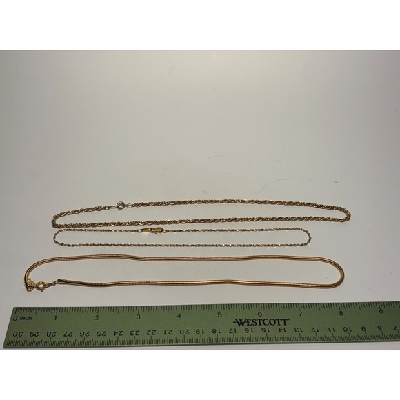 Delicate Gold Tone Chain Necklace Lot‎ Rope Signed Crown Trifari And Others - Picture 7 of 7
